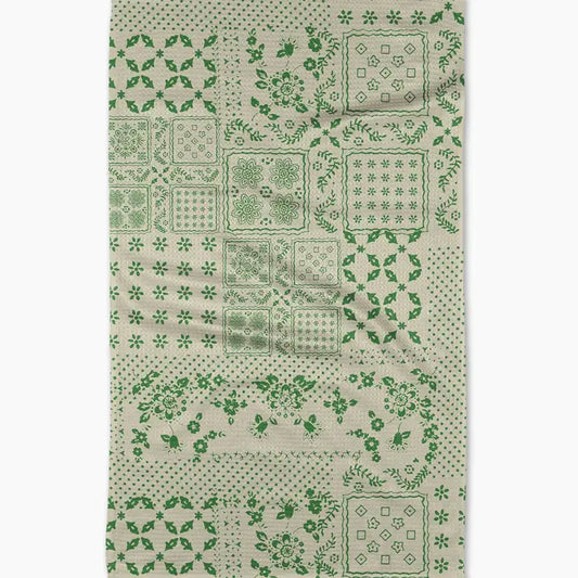 Blossoming Bandanna Green Tea Towel