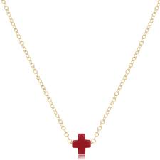 16" Signature Cross Sm Red Necklace