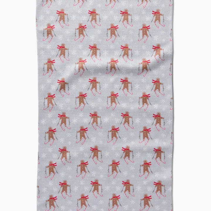 Gingerbread Skiers Tea Towel