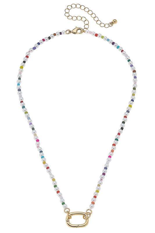 Mini Mazie Rainbow Pearl Charm Necklace Base in Ivory
