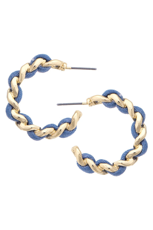 Denim Hoop Earrings