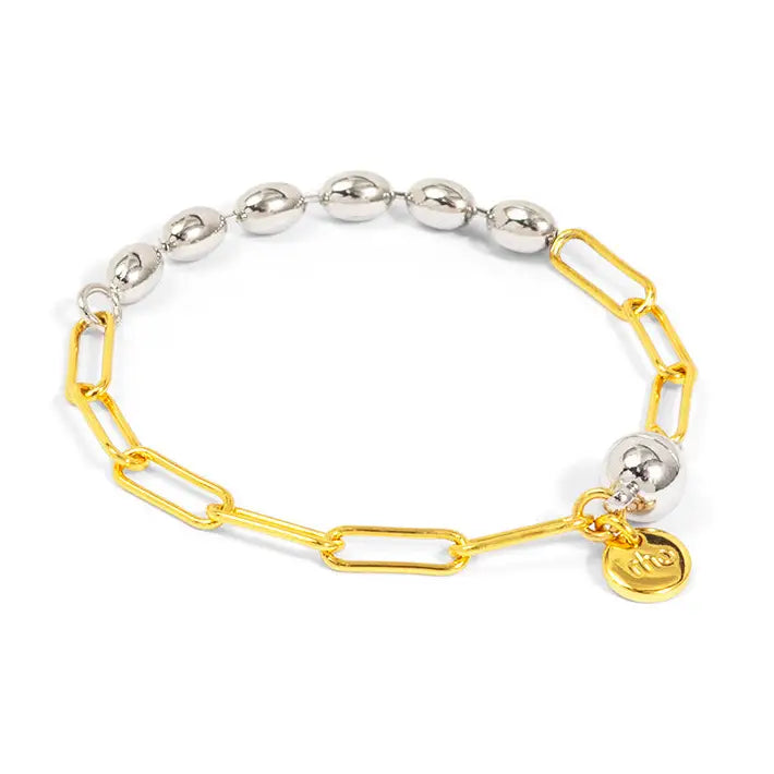 Two Toned Beaded Mixed Link Bracelet