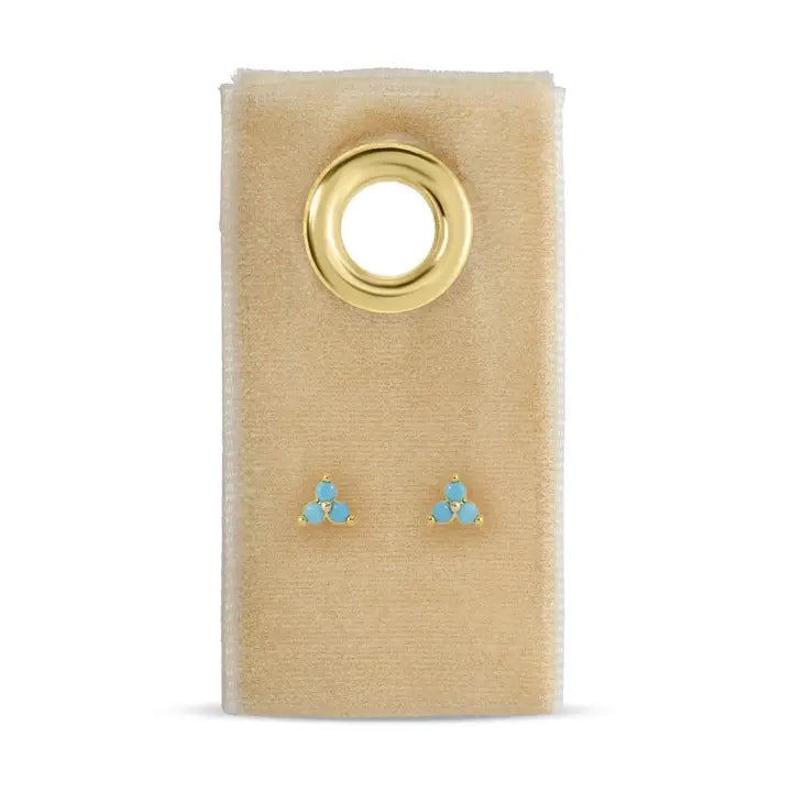 Triple Lt. Blue Gold Studs
