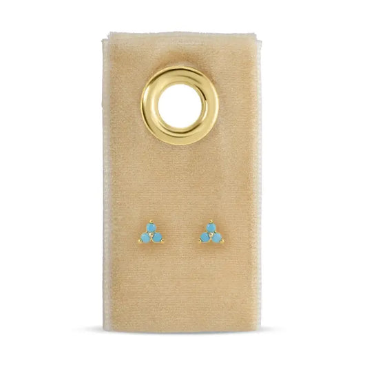 Triple Lt. Blue Gold Studs