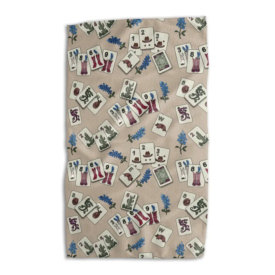 Mahjong Cowboy Tea Towel