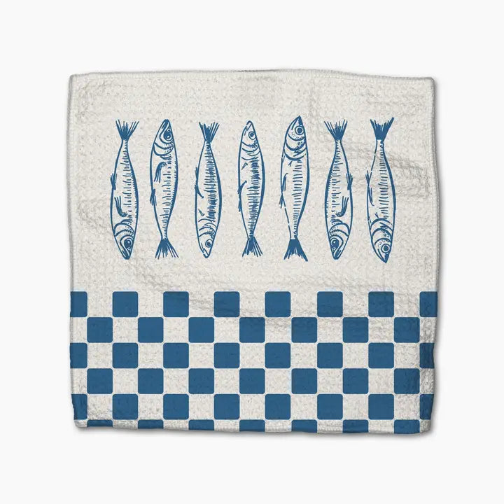 Sardine Check Blue Dishcloth Set