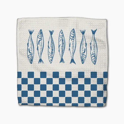 Sardine Check Blue Dishcloth Set