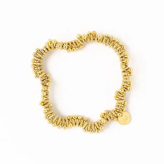 Kate Brass Flat & Round Beaded Bracelet
