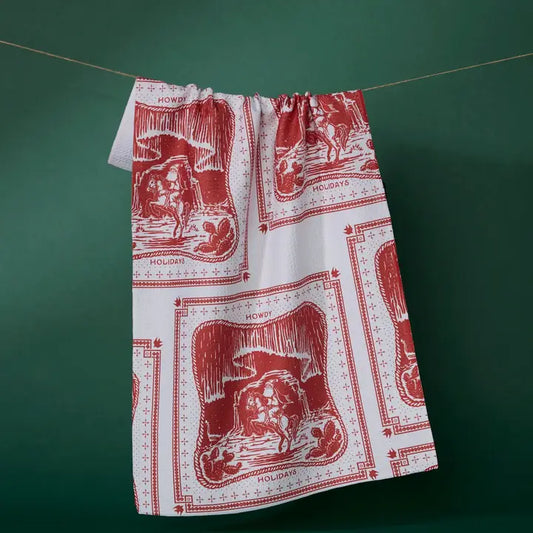 Cowboy Christmas Tea Towel