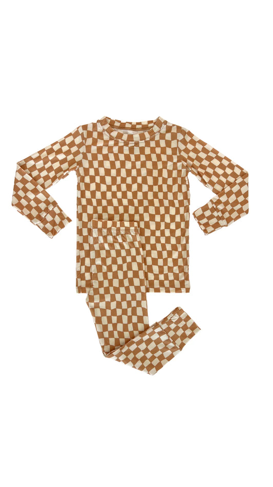 Wavy Checkered Bamboo Pj Set