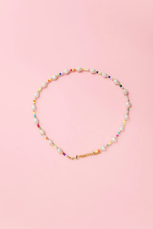Pearls & Pop Rainbow Seed Beaded Necklace