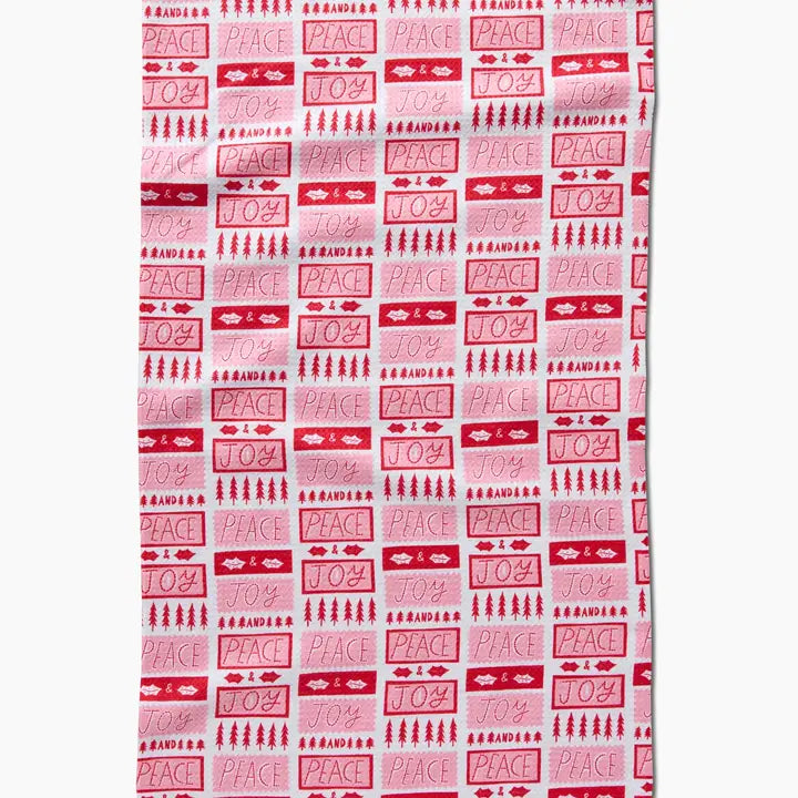 Peace Joy Stamps Tea Towel