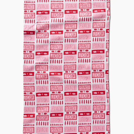 Peace Joy Stamps Tea Towel