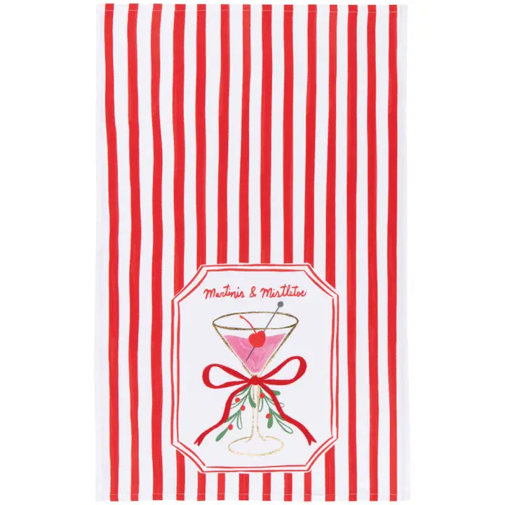 Deco Mistletoe & Martinis Tea Towel
