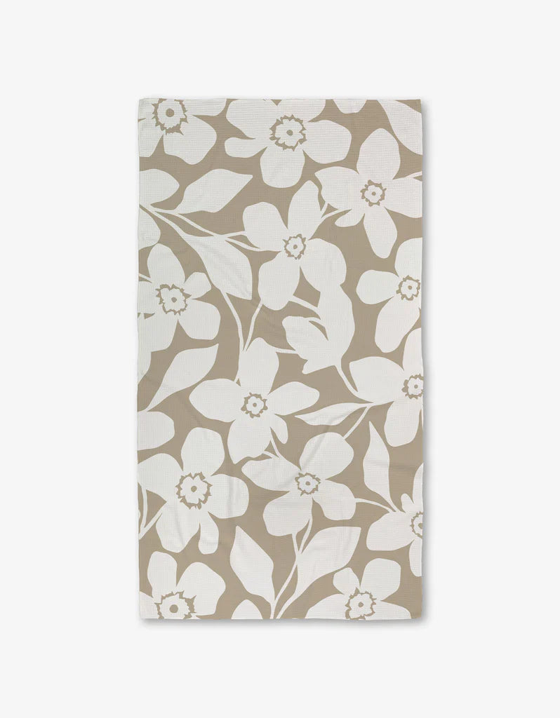 Big Tan Flowers Luxe Tea Towel