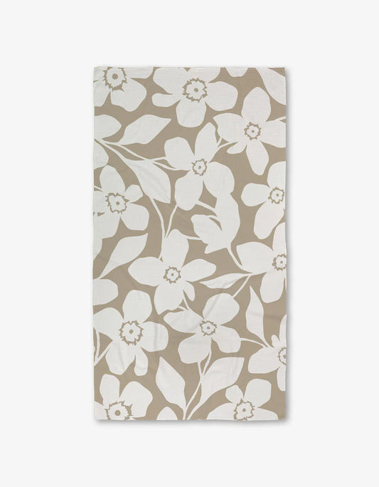 Big Tan Flowers Luxe Tea Towel
