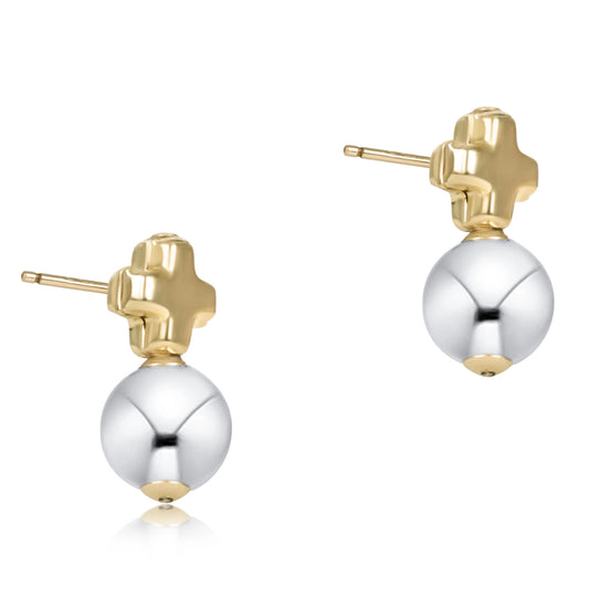 Sm Gold Cross Stud W/Silv