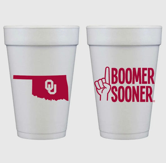 Boomer Sooner Foam Cups Set of 10