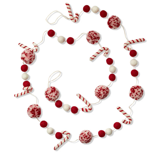 Candy Cane Pom Pom Garland