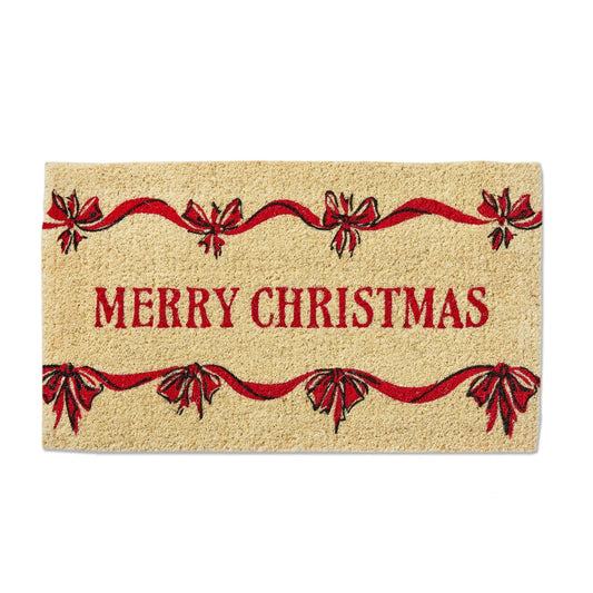 Merry Christmas Bows Coir Mat