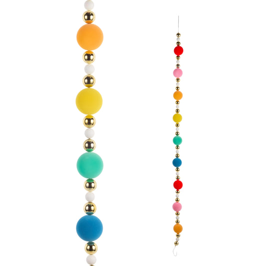6' Multicolor Flocked Ball Garland