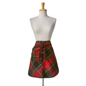 Xmas Plaid Half Apron