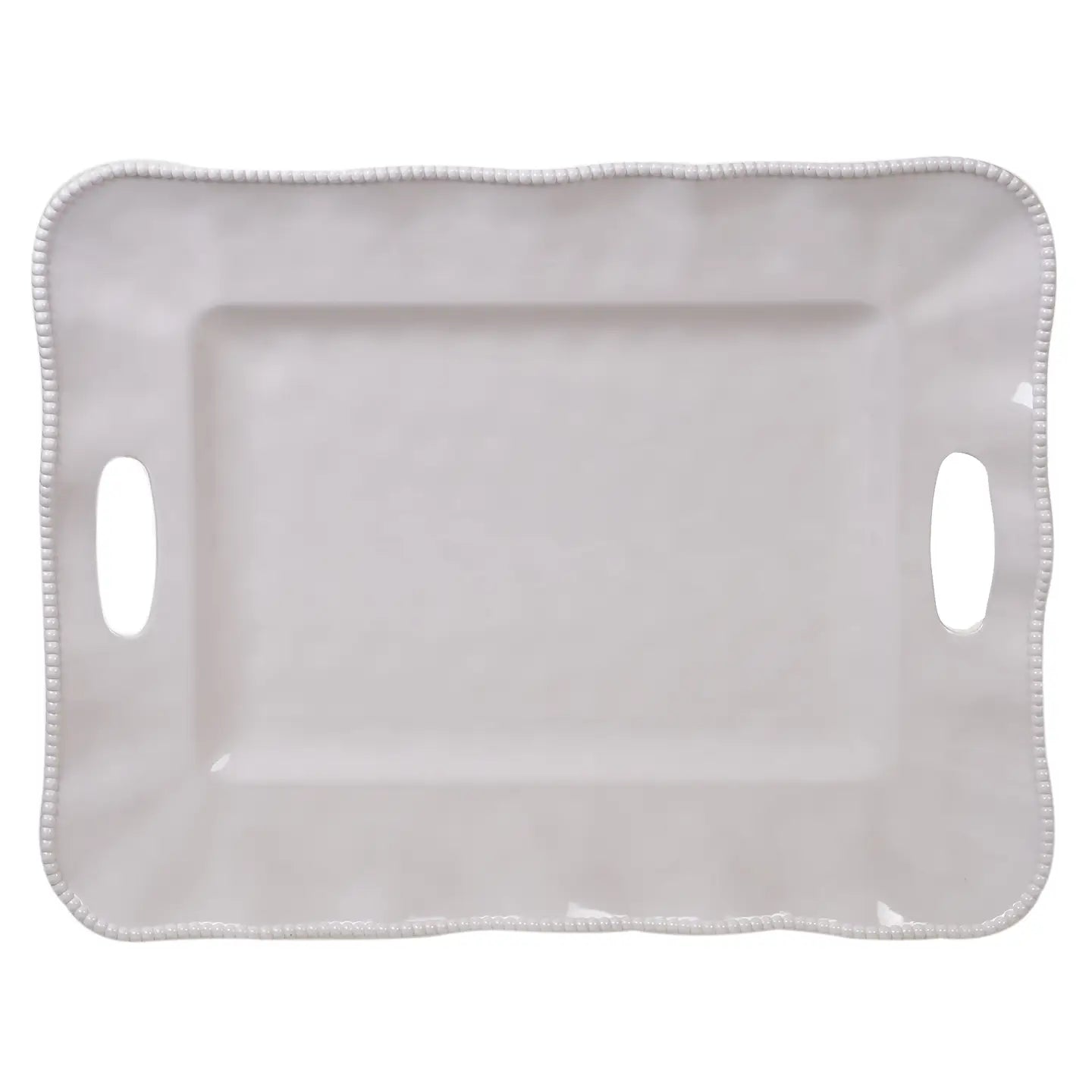 Perlette Cream Rectangular Tray w/ Handles