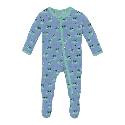 Blue Bespeckled Frogs Footie