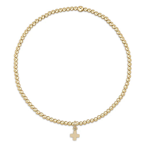 Classic Gold 2mm Bead w/sm Cross Charm