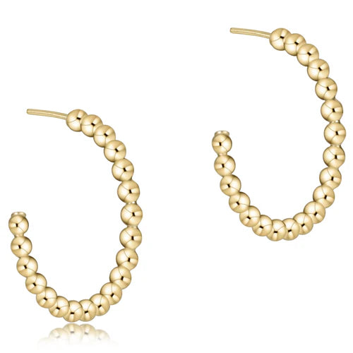 Beaded Classic Hoop 1.25"- 4Mm Gold