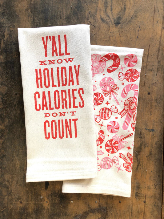 Holiday Calories Don't Count Tea Towel