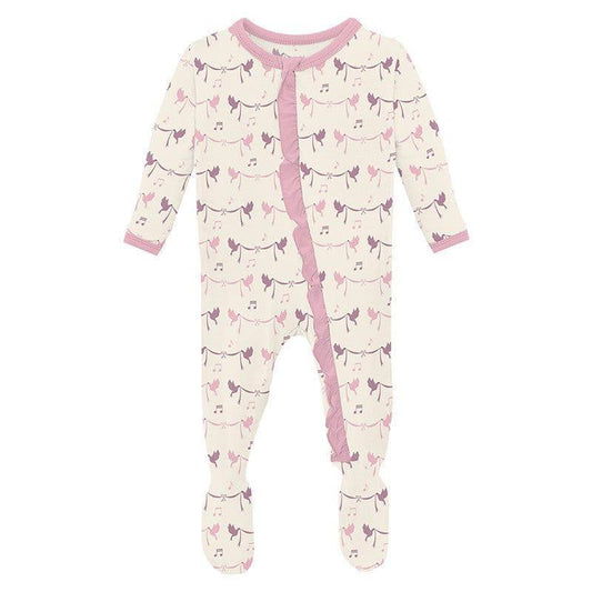 Natural Bird Banner Ruffle Footie