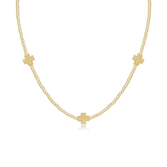 17" Signature Cross 2mm Gold Necklace