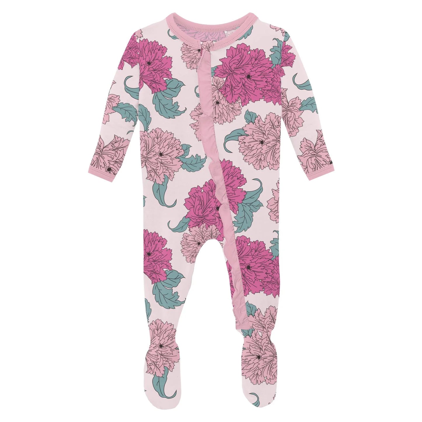 Layette Ruffle Footie Peonies