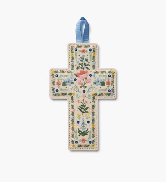 Rosette Embroidered Cross