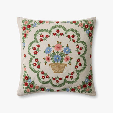 Rosette Vase Ivory Pillow