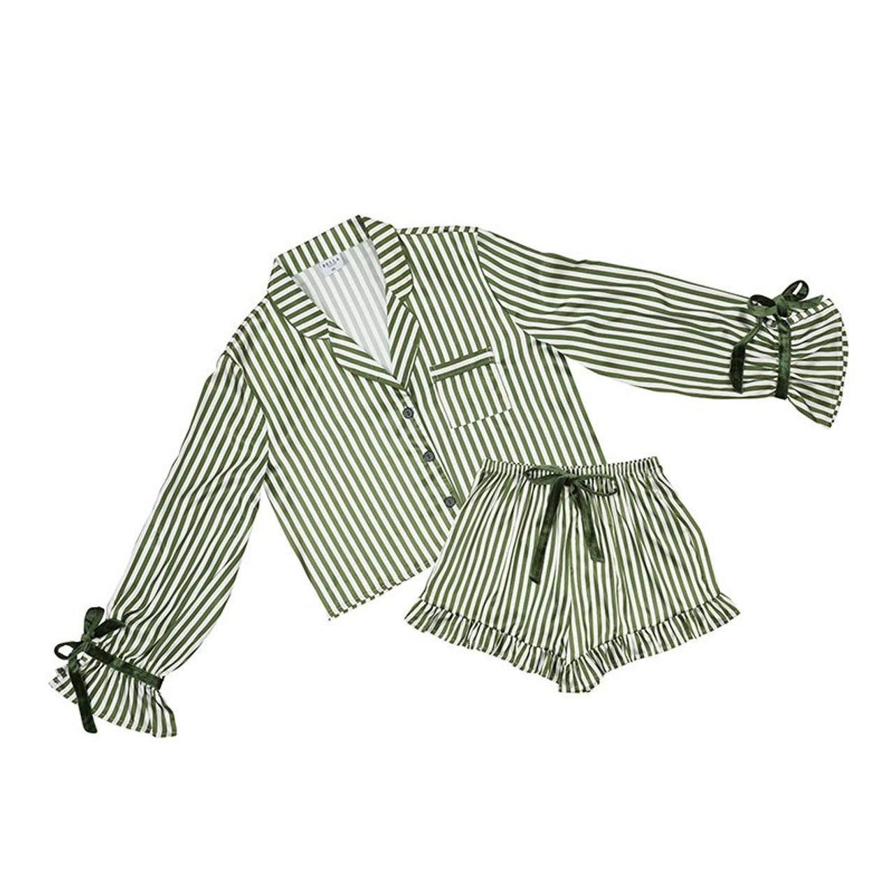 Green Stripe Tie Pajamas