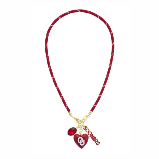 Oklahoma Sooners Logo Heart Paracord Necklace