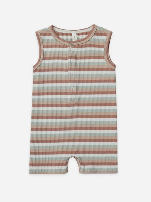 Summer Stripe Ribbed Romper