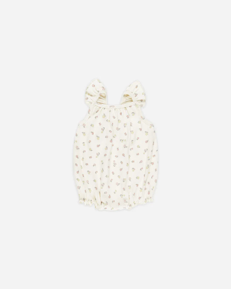 Ribbed Ruffle Romper Fleur