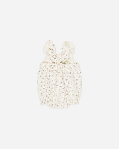 Ribbed Ruffle Romper Fleur