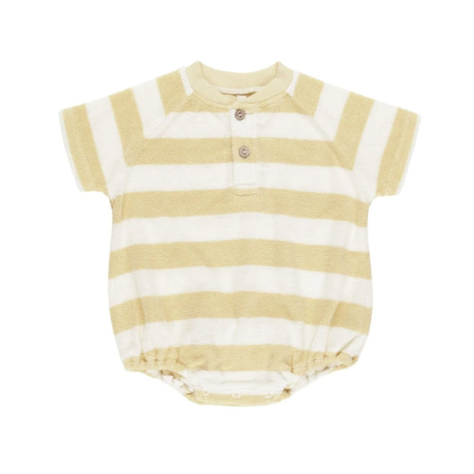 Yellow Stripe Terry Henley Romper