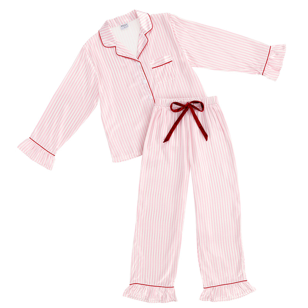 Pink Stripe Ruffle Pant Pj Set