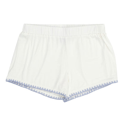 Blue Bamboo Whip Stitch PJ Shorts Set