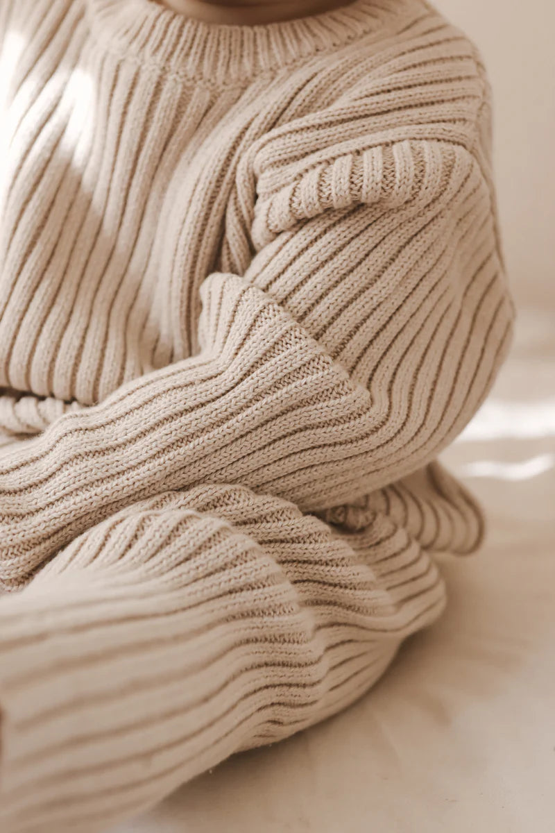 Beige Chunky Ribbed Sweater