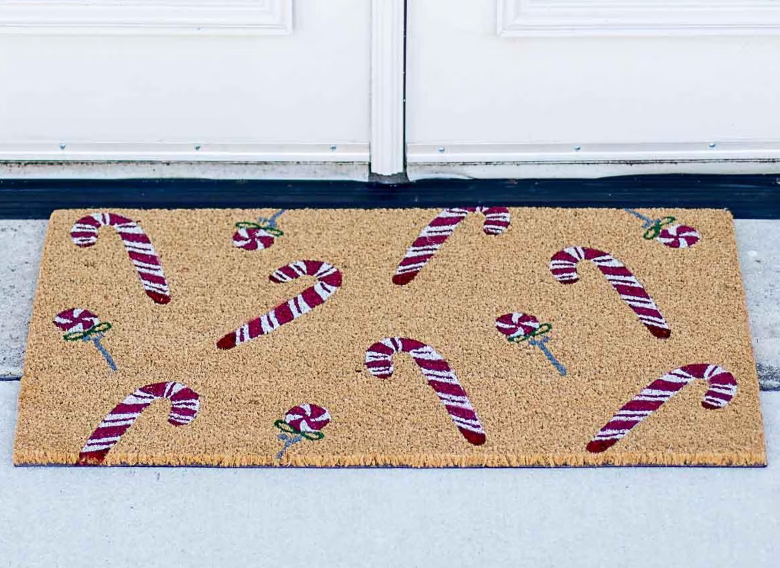 Candy Cane Coir Mat