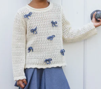 Bows Crochet Knit Pullover
