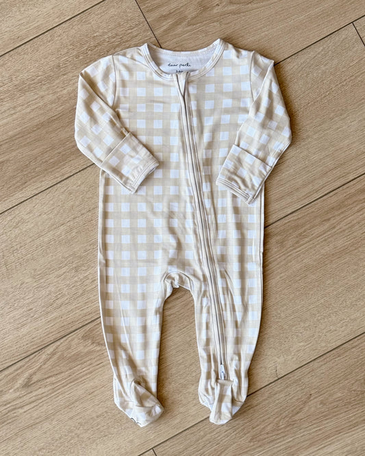 Gingham Zippered Footie