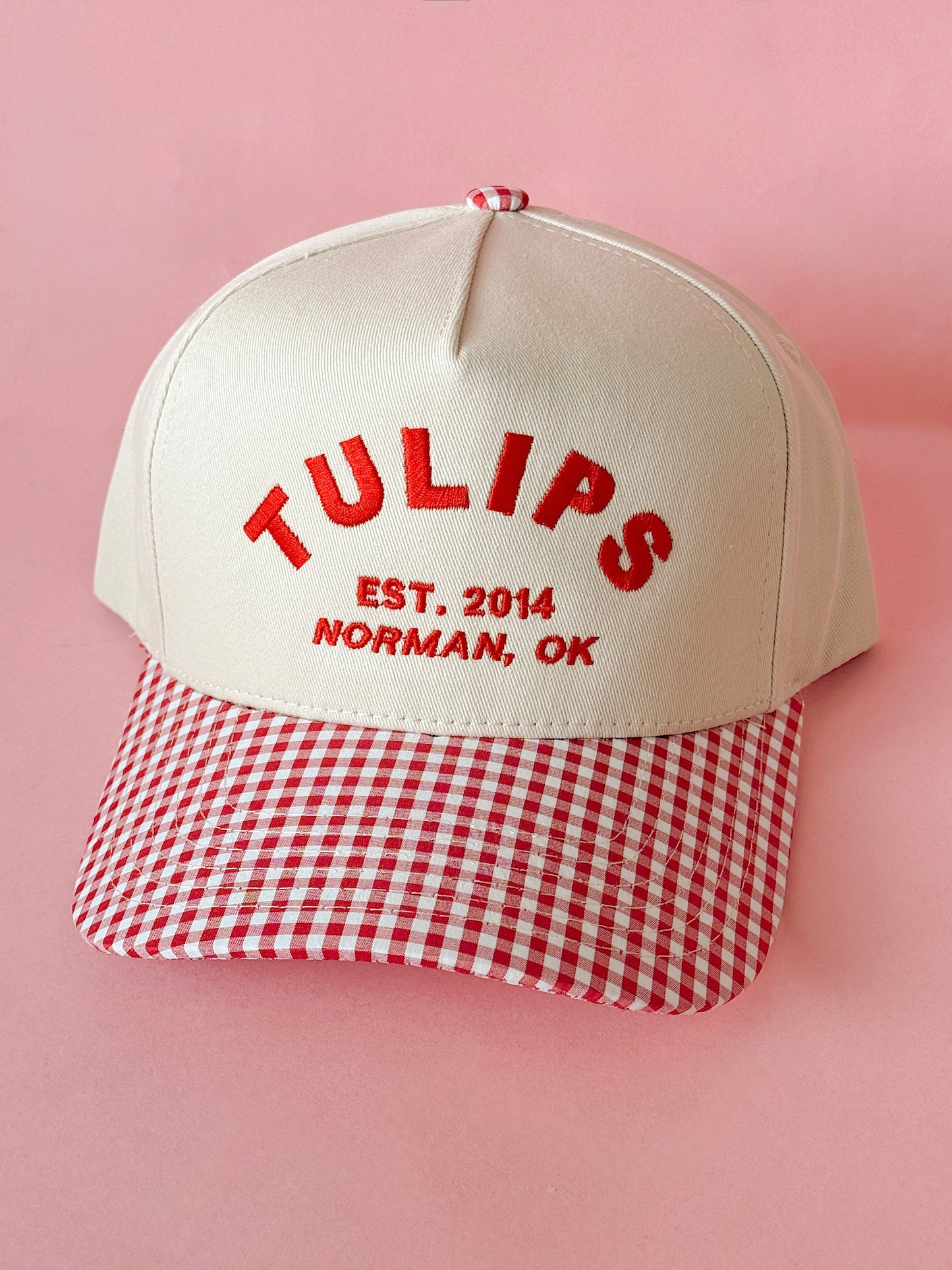 Tulips Gingham Trucker Hat