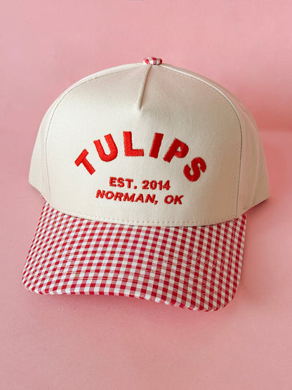 Tulips Gingham Trucker Hat